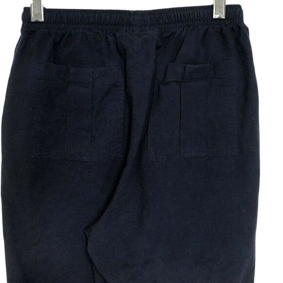C.D. Petites Women’s Size Small Navy Blue Capri Pants Linen Style Lightweight - Picture 6 of 8
